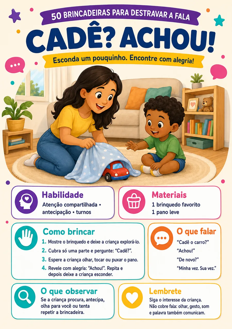 Página real do material 50 brincadeiras destravar fala