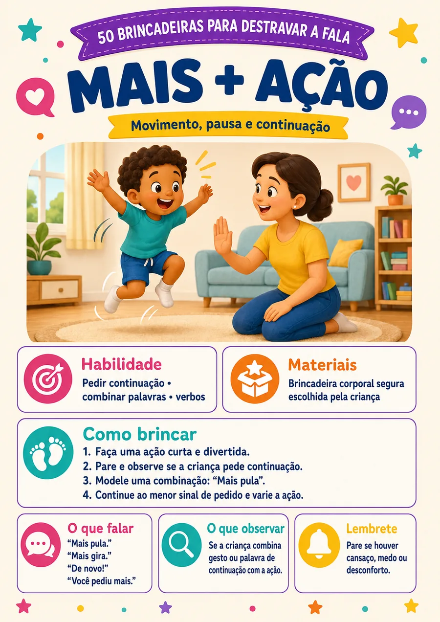 Página real do material 50 brincadeiras destravar fala